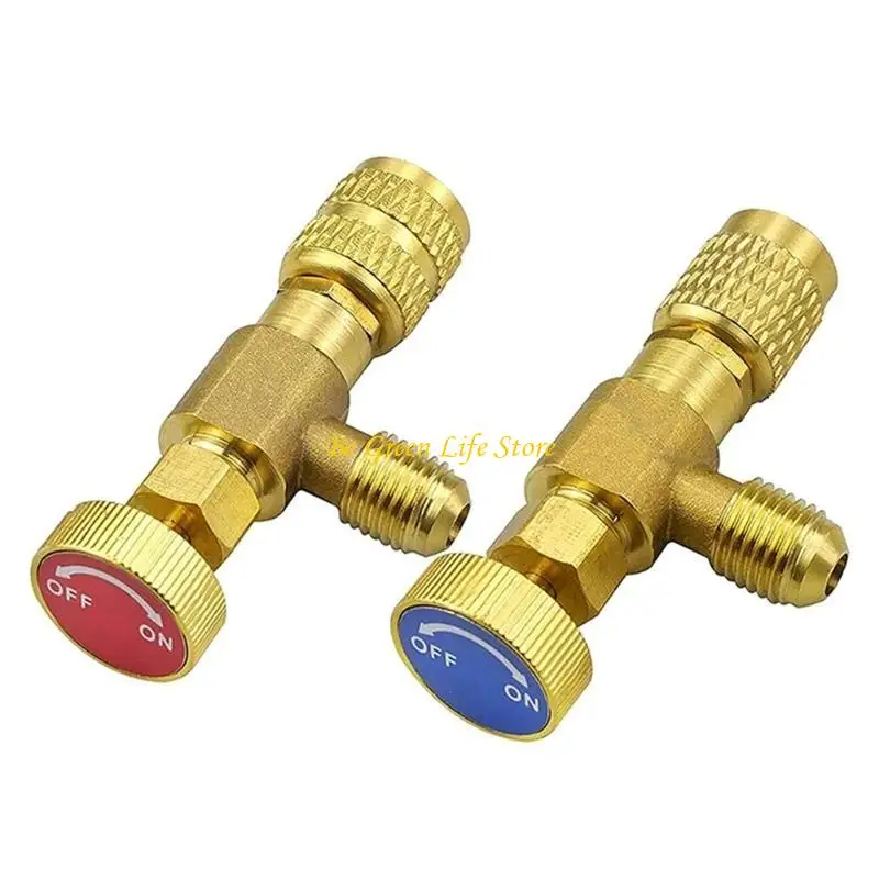 Detalhe 4 de Válvula solenoide M7DF 2x R410 Refrigerant Charging Valves Brass Adapter Safety Control Valves Água e vapor