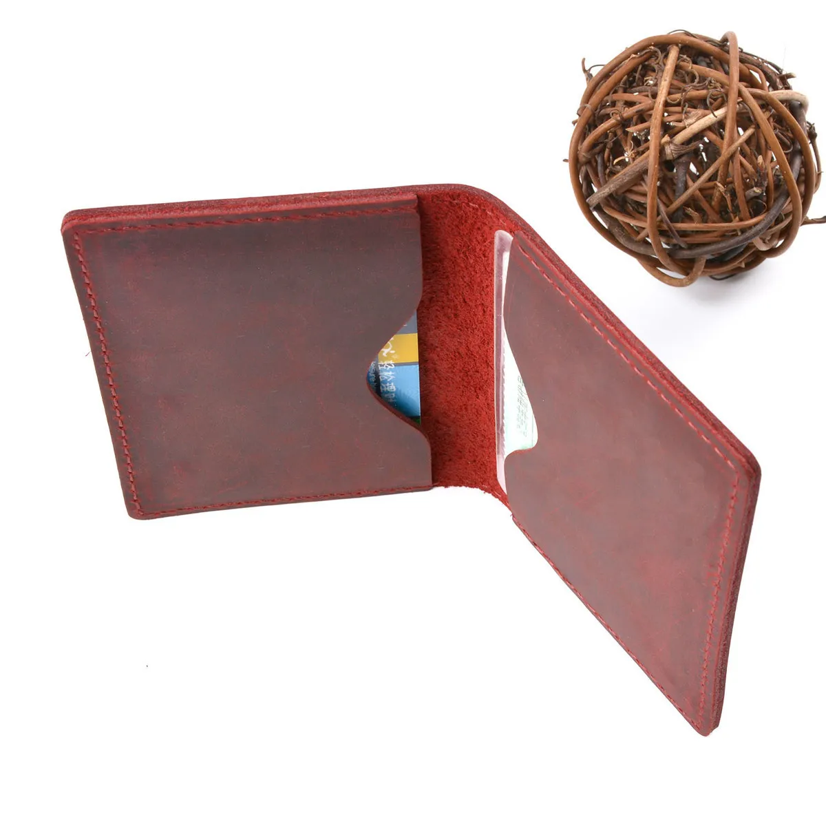 Men Credit ID Card Holder Rustic Cowhide Leather Customized Business Unisex Wallet Pocket Card Holder Wholesale