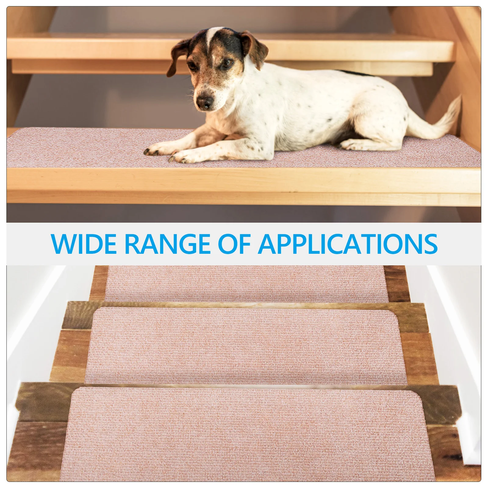 

15pcs Anti Slip Treads Self Adhesive Mats Indoor Noise Reduction Skid Resistant Rugs Carpeted Stairs Wood Steps Stair Grips
