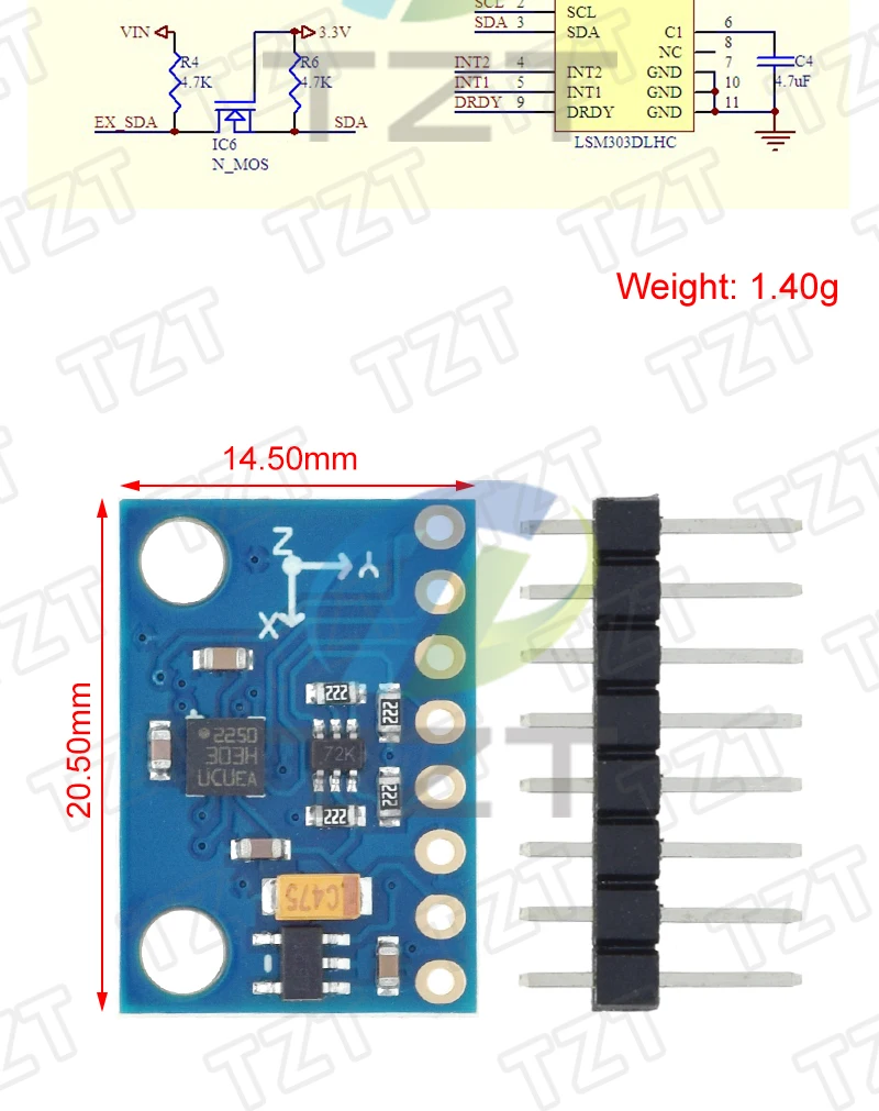 TZT GY-511 LSM303DLHC Modul – Detail 2