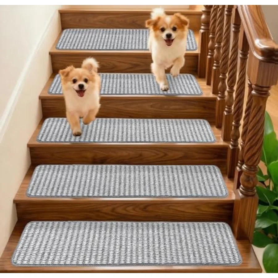 

9x30 Inch Stair Treads for Wooden Steps Indoor 5-Pack Non Slip Adhesive Peel and Stick Carpet Stair Treads, Washable and Reusab