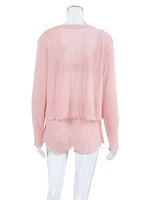 Marthaqiqi Fashion Women Sleepwear Suit O-Neck Nightie Long Sleeve Pajamas Tank Tops Pyjamas Shorts Ladies Nightwear 3 Piece Set - Image 5
