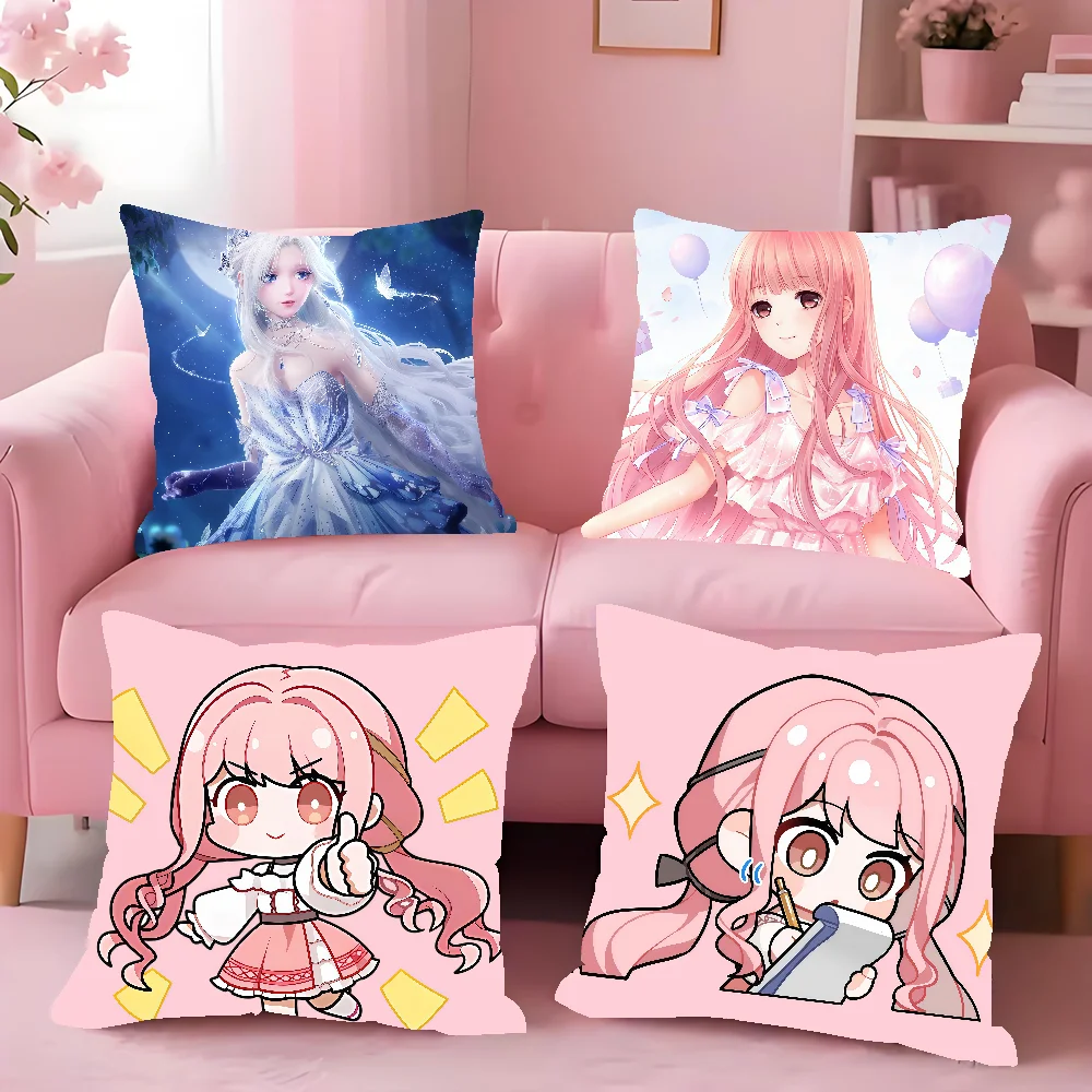 Anime Infinity Nikki Game Cushion Cover Square Double-Sided Printing Sofa Cushion Cover Pillowcase Bedroom Bedside