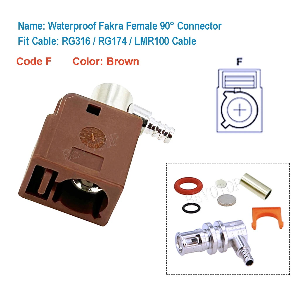 Imagem -06 - Conector Fêmea do Fio do Ângulo Direito 90 ° Jack 50ohm Cabo para Rg174 Rg316 Lmr100 Fakra a b c d f g h i k z Novo Impermeável 10 Pcs por Lote