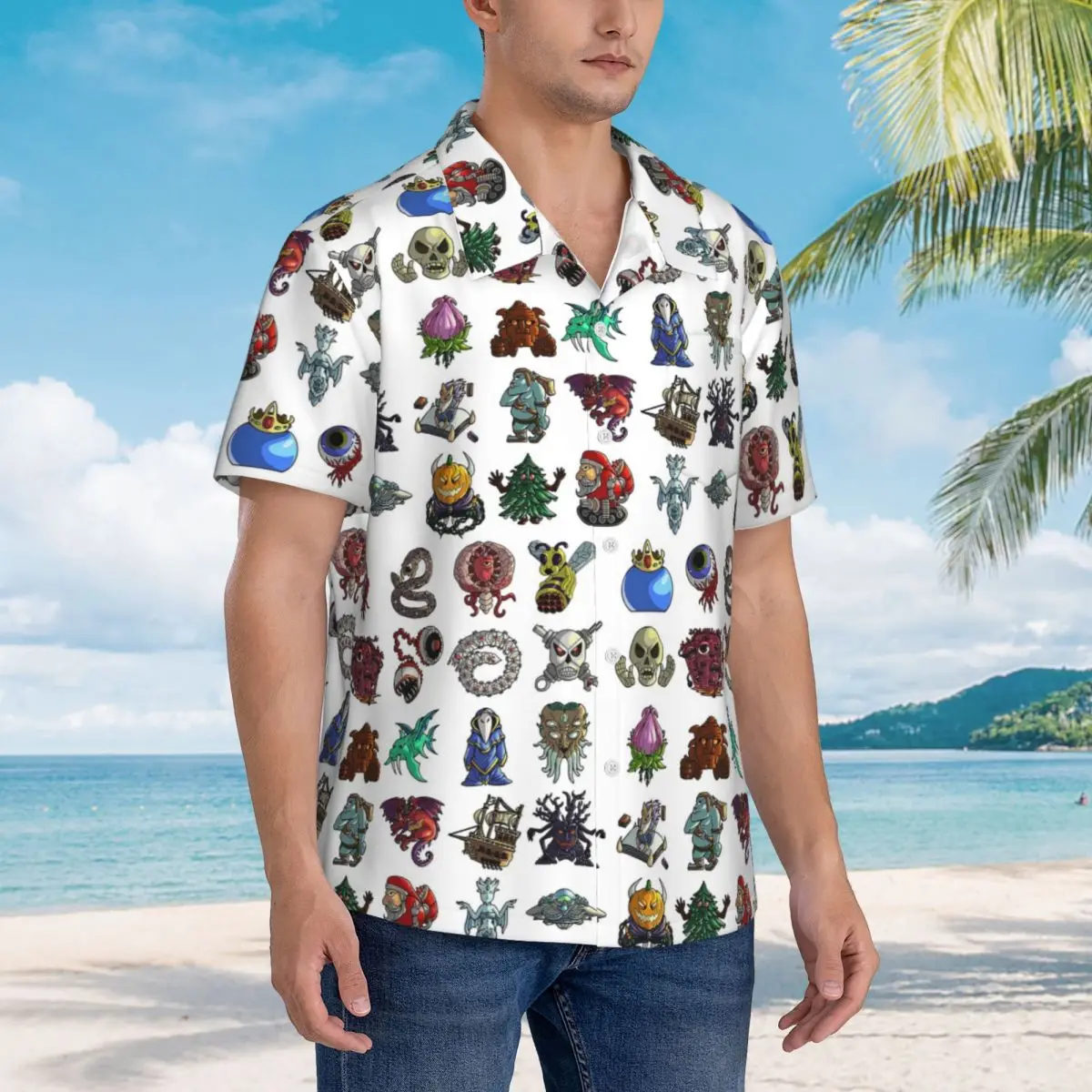 

Terrarias All Boss Hawaiian Shirts Casual Men Short Sleeve Shirt for Summer Beach Men's Button Tops