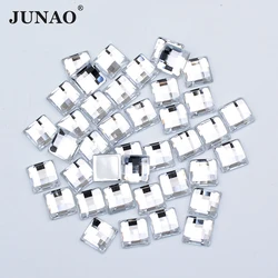 JUNAO 8 10 12 14 16mm colore trasparente quadrato Strass Applique Flatback acrilico Strass pietre di cristallo Non Hotfix per i vestiti