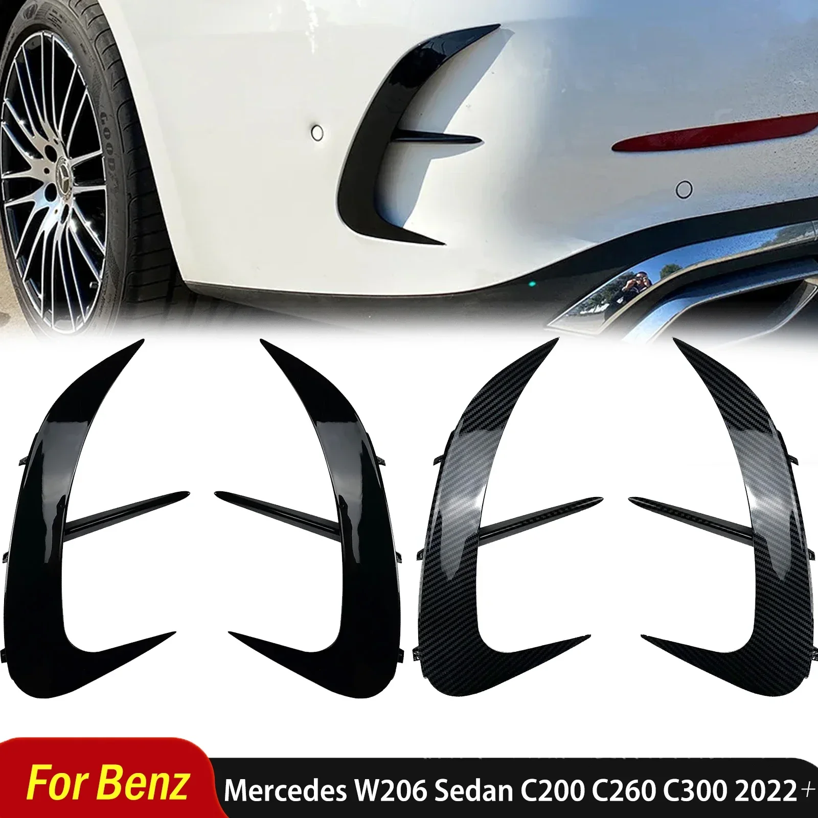 

Для Mercedes Benz W206 седан C200 C260 C300 2022+ AMG задний бампер губа боковой сплиттер спойлер накладка наклейка тюнинг автозапчасти