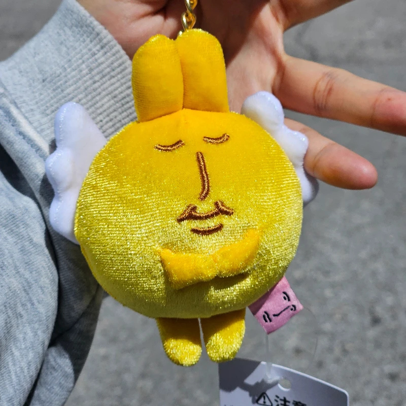 Instock coelho rosa chaveiro de pelúcia kawaii rosto engraçado vinil brinquedo de pelúcia anime figura boneca bonito pingente saco para meninas crianças