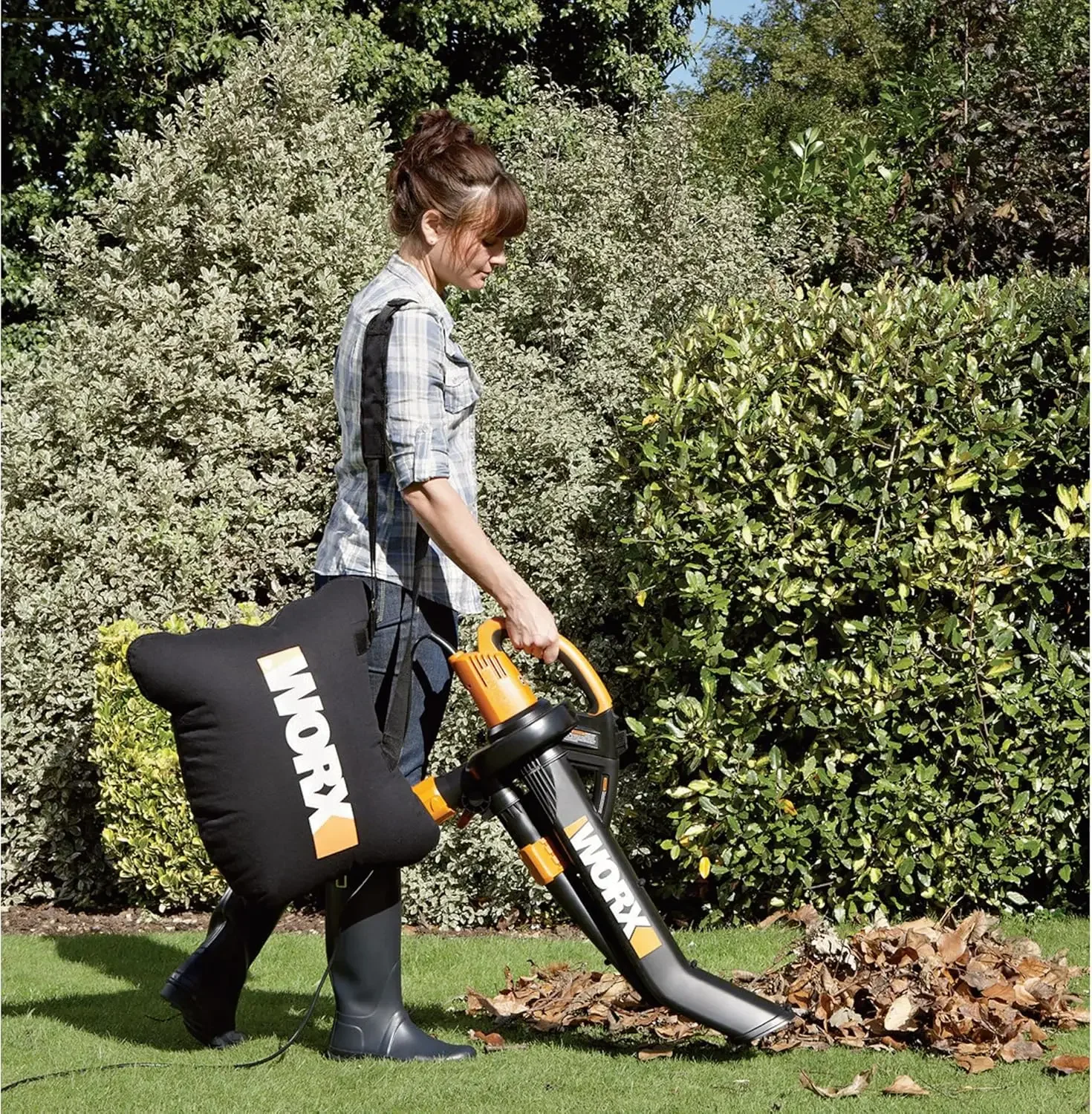 12 Amp 3-in-1 Electric Leaf Blower/Leaf Vacuum, Metal Impeller for Fine Mulching