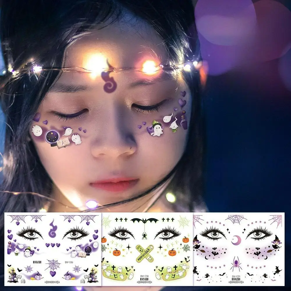 

Halloween Tattoo Face Stickers Waterproof Long-Lasting Temporary Tattoo Fake Tattoo for women girl children Realistic body art