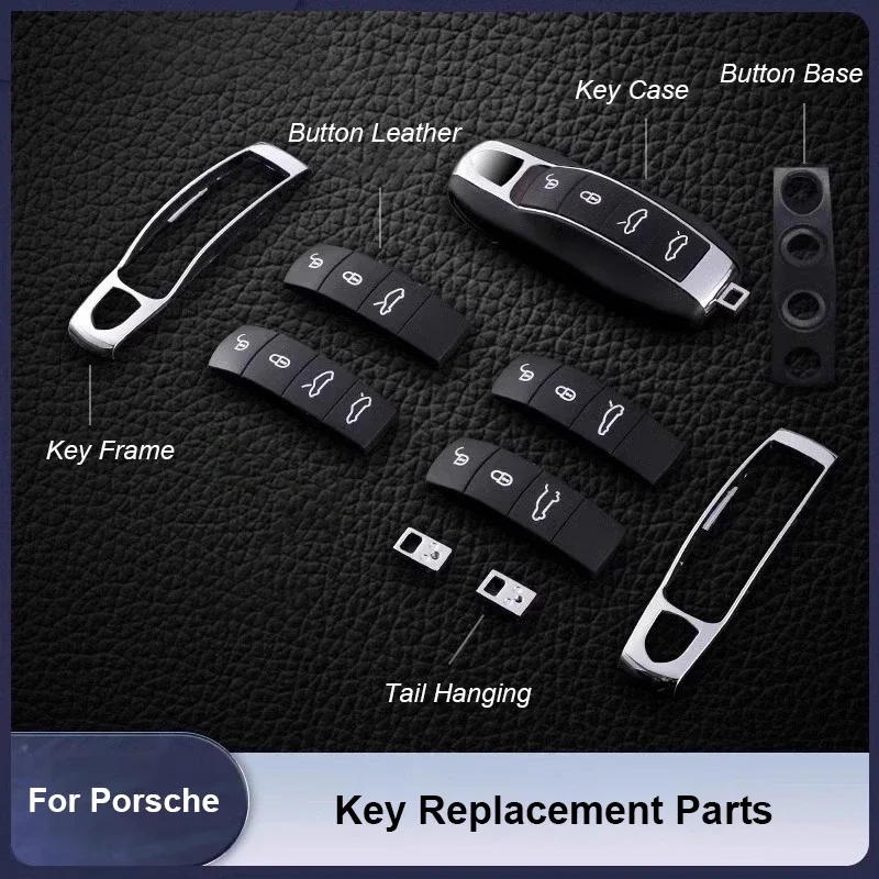 Car Key Case Button Pad Modified Shell Middle Frame For Porsche Cayenne Panamera Macan 911 718 Cayman Boxster Key Accessories
