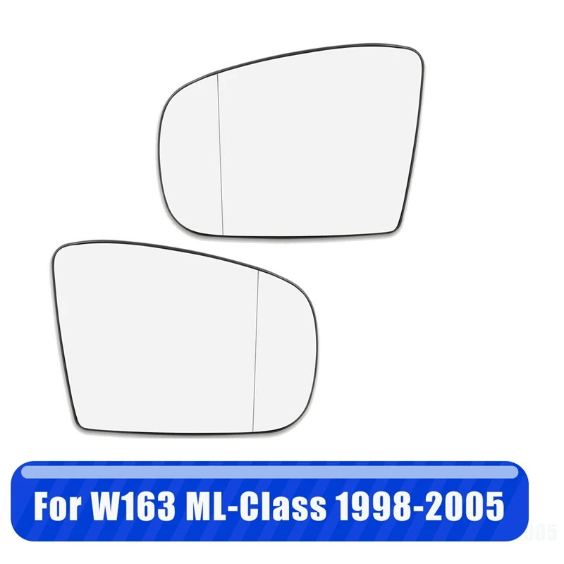 1 Pair Side Mirror Glass Heated With Backing Plate LH Left & RH Right For Mercedes-Benz W163 ML320 ML350 ML500 1998-2005