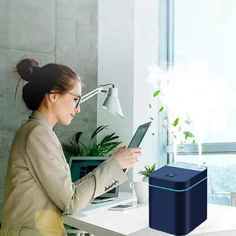 Humidificadores para dormitorio, humidificador de gran capacidad, difusor de aceites esenciales superior con niebla USB, humidificador de escritorio fácil de usar, azul