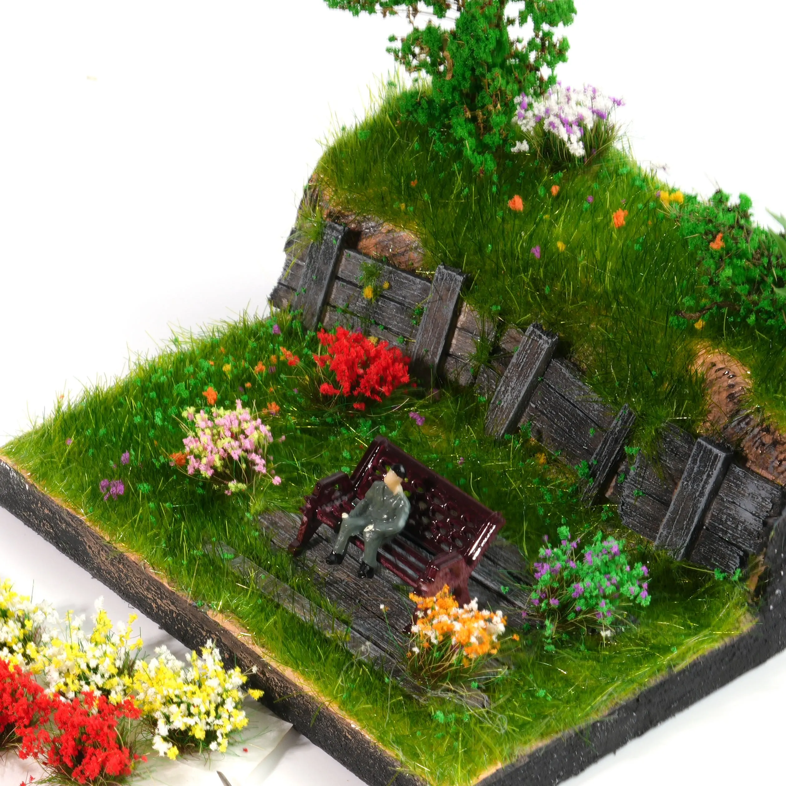 15tufts Miniature Colorful Flower Cluster for Micro Landscape,model Flower Vegetation Groups Static Flower Tufts Layout