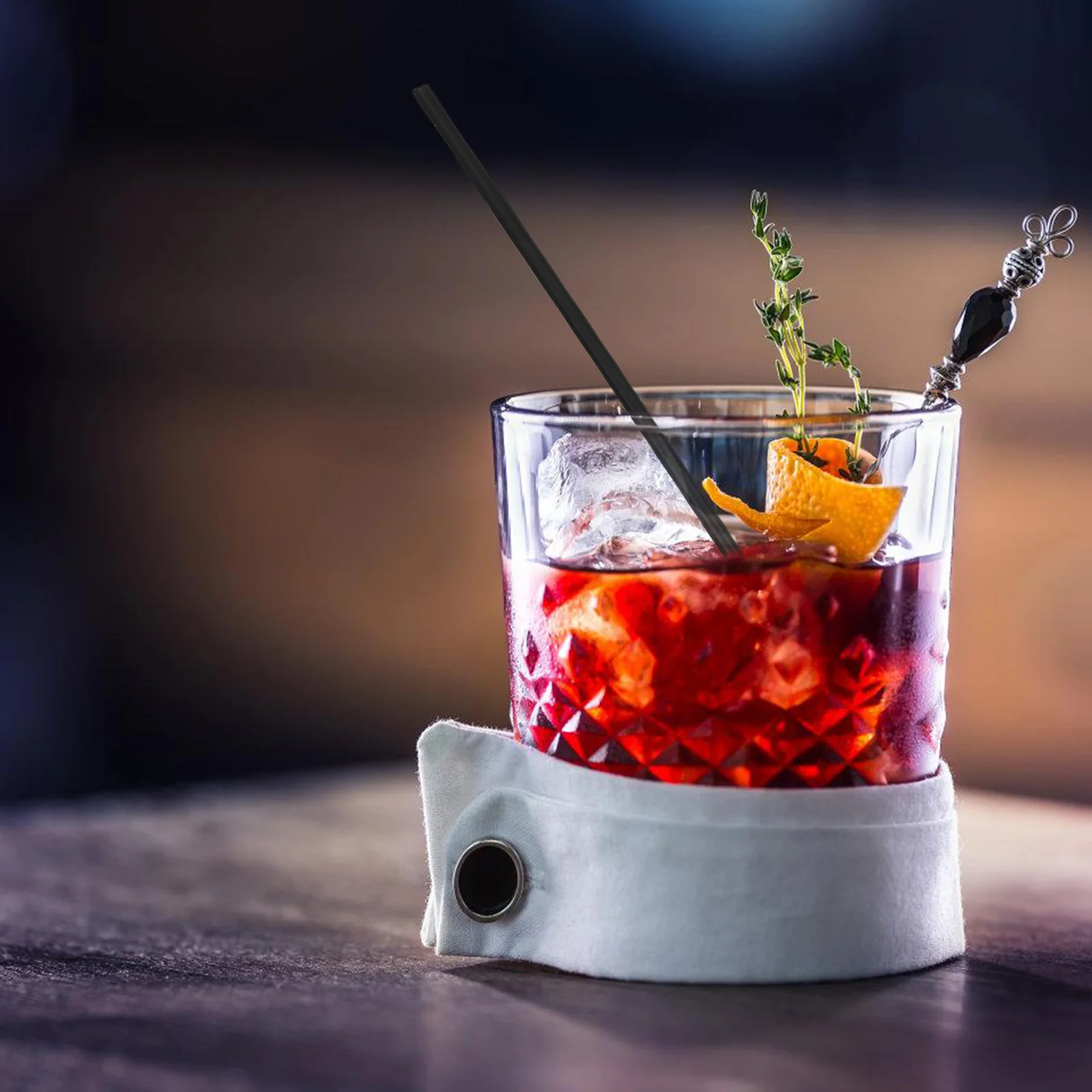 1000 Buah Sedotan Koktail Sedotan Minum Plastik Lurus Hitam Diameter 13Cm 0.3Cm untuk Pengaduk Kopi Bar Kafe Restoran