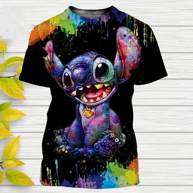 Disney Hot Sale Stitch 3d Print T Shirt Men's Women's Clothes Cartoons Stitch Kids T-shirts Casual Short Sleeve Tops