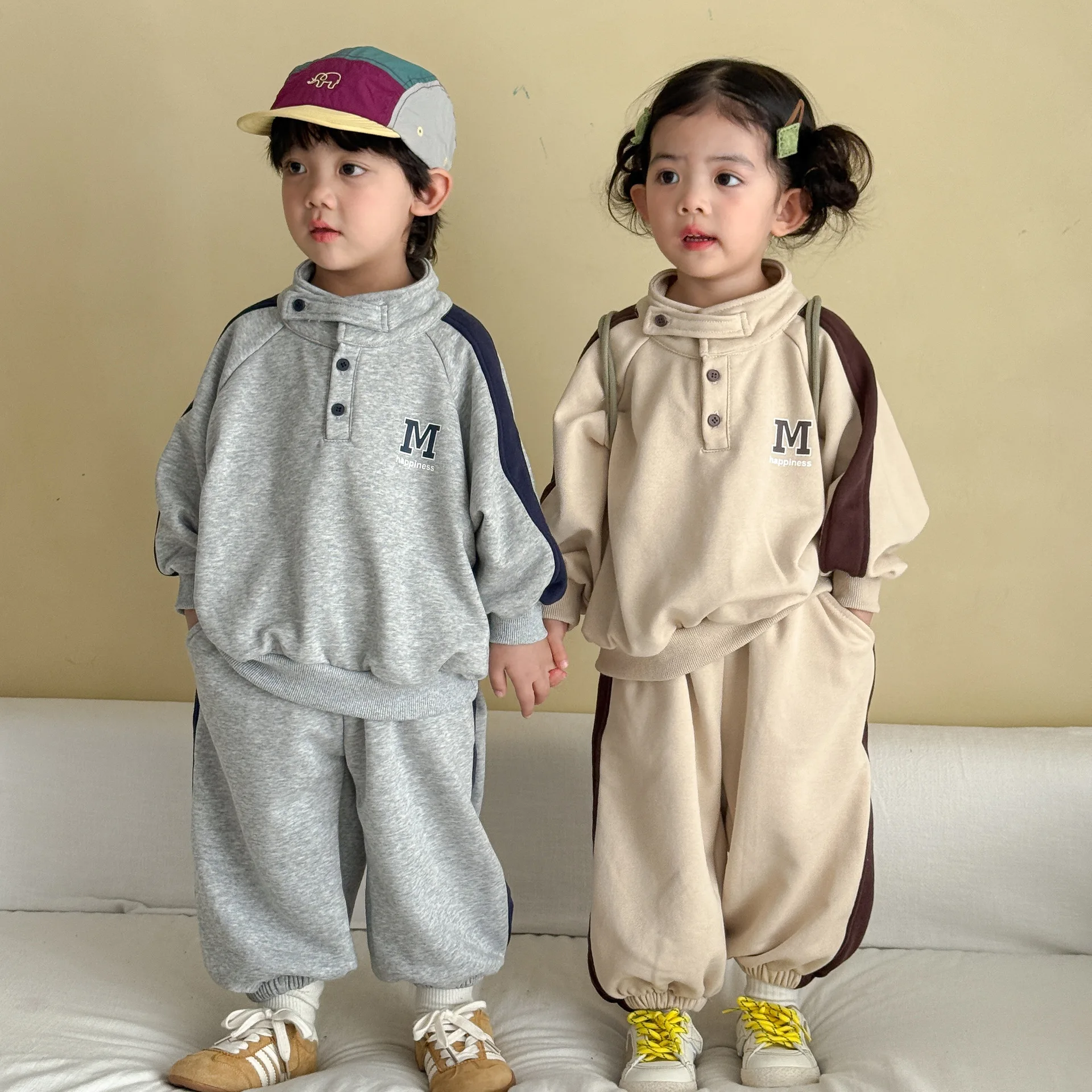2026 Autumn New Children Long Sleeve Clothes Set Boys Girls Casual Letter Sweatshirt + Sweat Pants 2pcs Suit Kids Sports Outfits