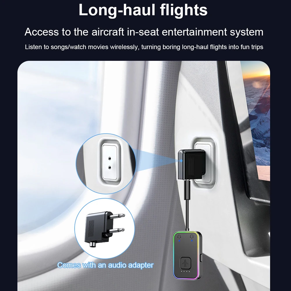 جهاز إرسال بلوتوث لاسلكي 5.3 معدني يدعم أزواج مزدوجين وسماعات الرأس للسفر على الطائرة وأجهزة التلفزيون اللوحية وألعاب الصالة الرياضية