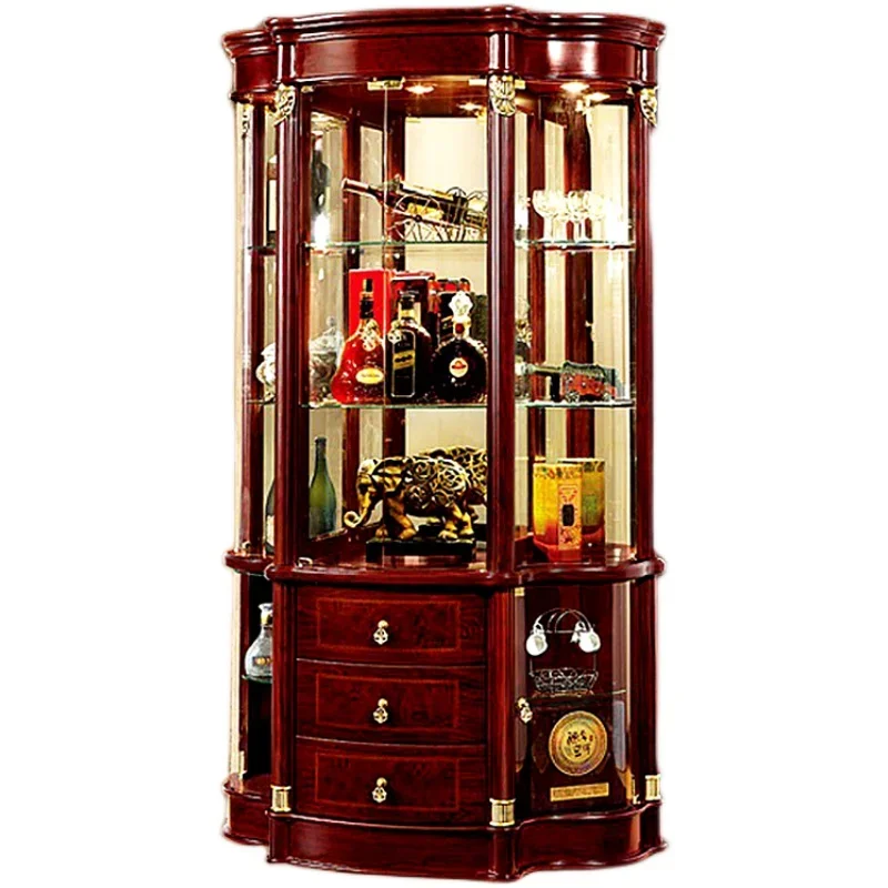 

~Витрина для гостиной, декоративный шкаф, роскошный двухдверный стеклянный многофункциональный французский винный шкаф у стены