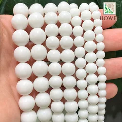 Natural Stone White Quartz Round Beads DIY Women's Bracelet Necklace Handmade By Hand DIY Bead Perles 15'' Strand 4/6/8/10/12mm