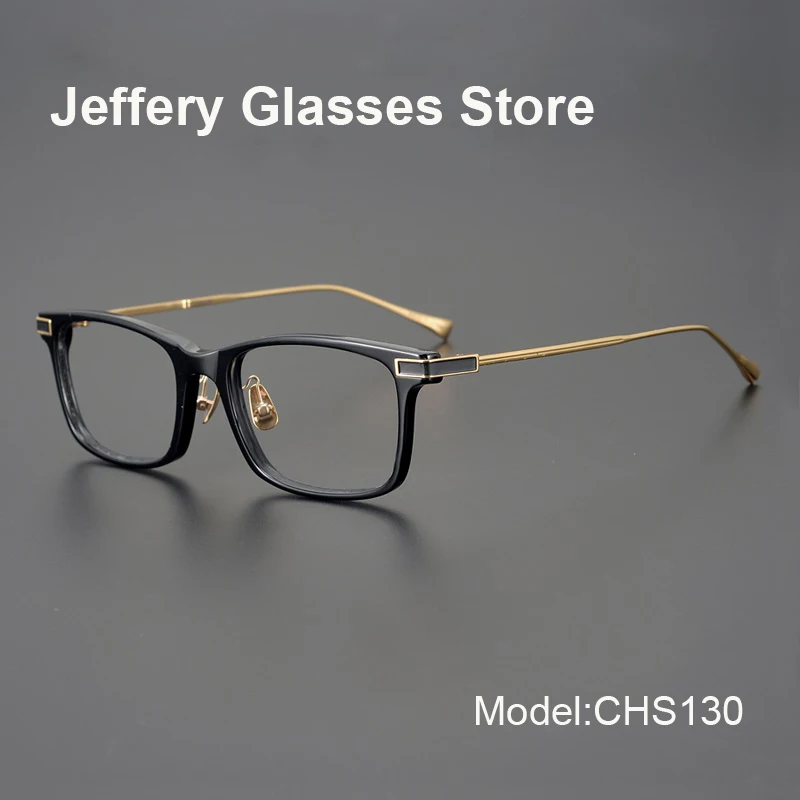 

Japanese Acetate Titanium Men Glasses Frame Square Ultralight Fashion Eyeglasses Myopia Prescription Lenses Spectacles CHS130