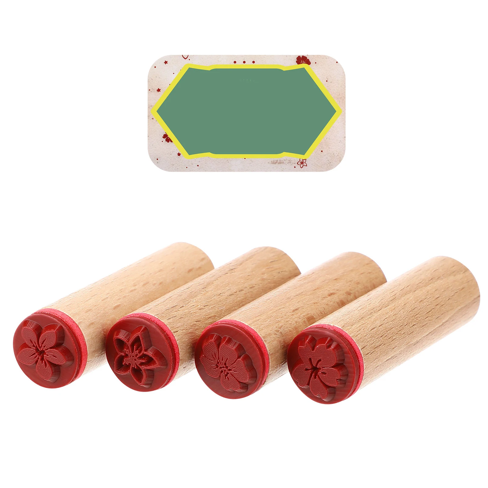 

4 Pcs Wood Craft Stamps Exquisite Flower Design Selected Material Kids Diy Clay Stamps Tools Wooden Seal Decoration Halloween