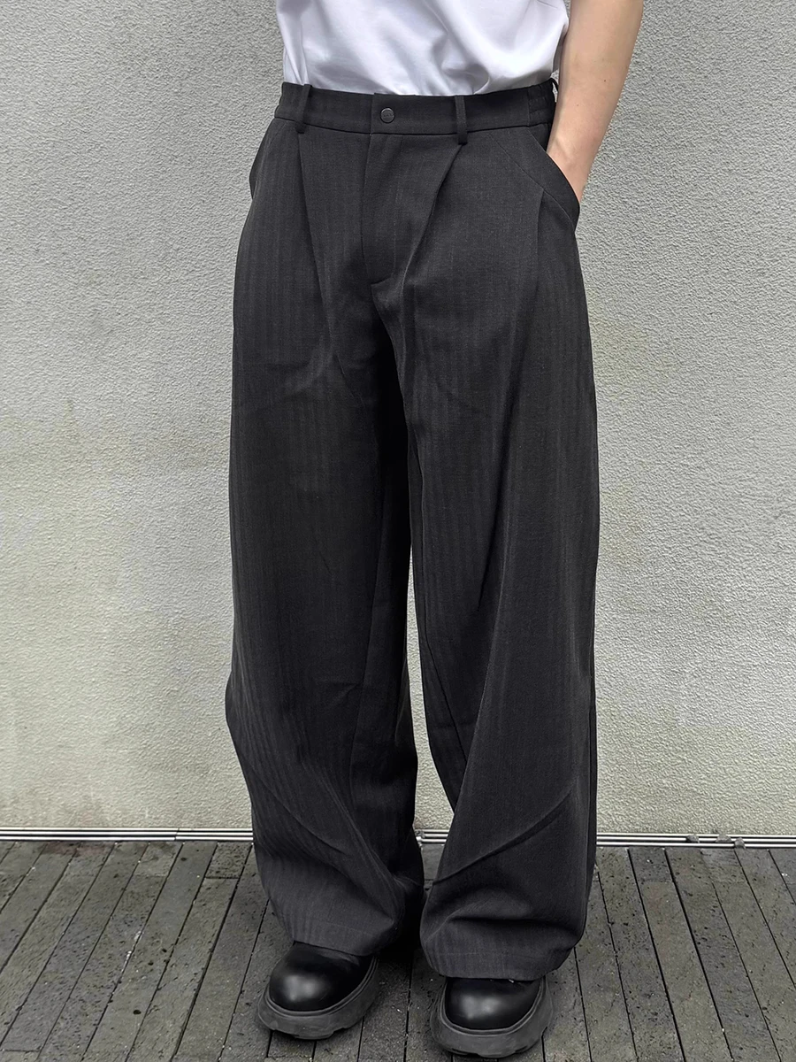 

Mauroicardi Spring Autumn Oversized Long Flowy Soft Baggy Herringbone Wide Leg Pants for Mens Loose Casual Clothes Trousers 2025