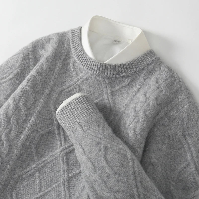 خريف شتاء جديد رداء علوي من الصوف الرجال سميكة البلوز سترة فضفاضة الدافئة طويلة الأكمام قاعدة القميص