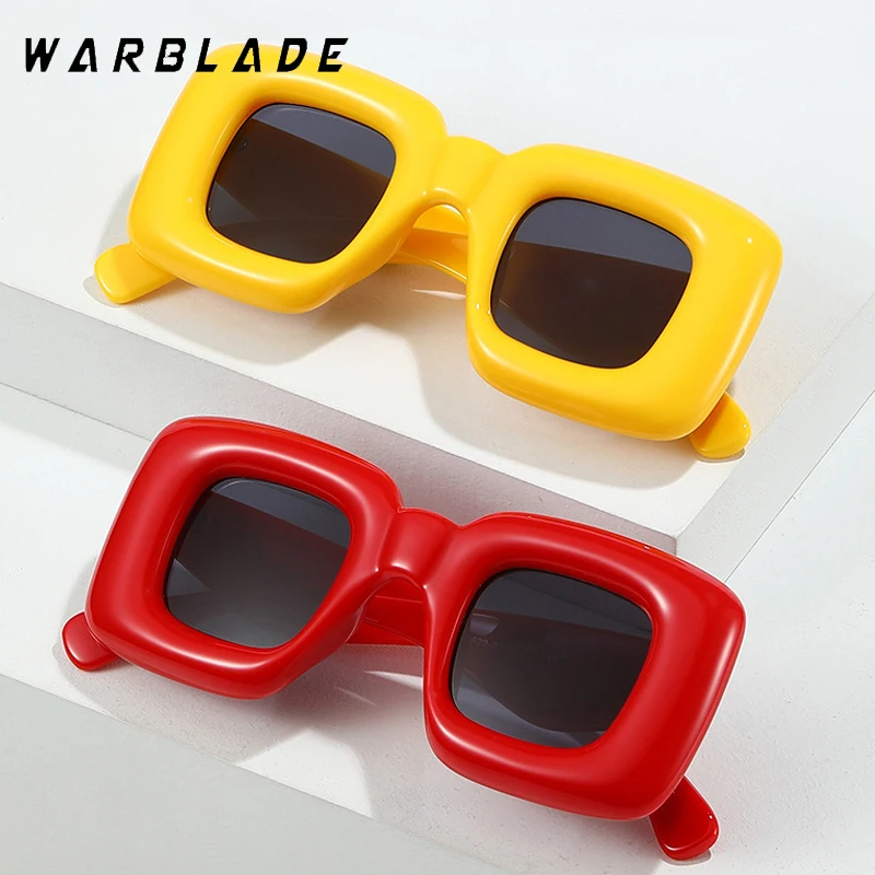 Retro Y2K Square Oversized Frame Candy Color Women Sunglasses Funny Personality Brand Designer Men Unique Sun Glasses Wide Legs