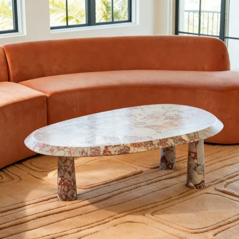 ✿p Wholesale Lightweight Waterproof Travertine Stone Cross Base Outdoor Table for Hotel & Park Use