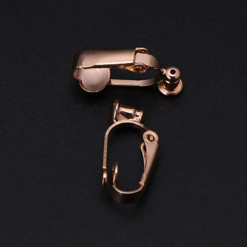 E15E Ear Clips Earrings Gold Silver Plated Iron Blank Setting Base Secure DIY Jewelry Making Components