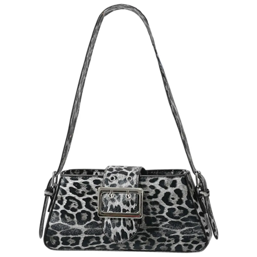 Bolsa de ombro com estampa leopardo para mulheres, fecho de correr elegante bolsa axilas grande capacidade, bolsa com aba elegante, viagem ao ar livre, moda