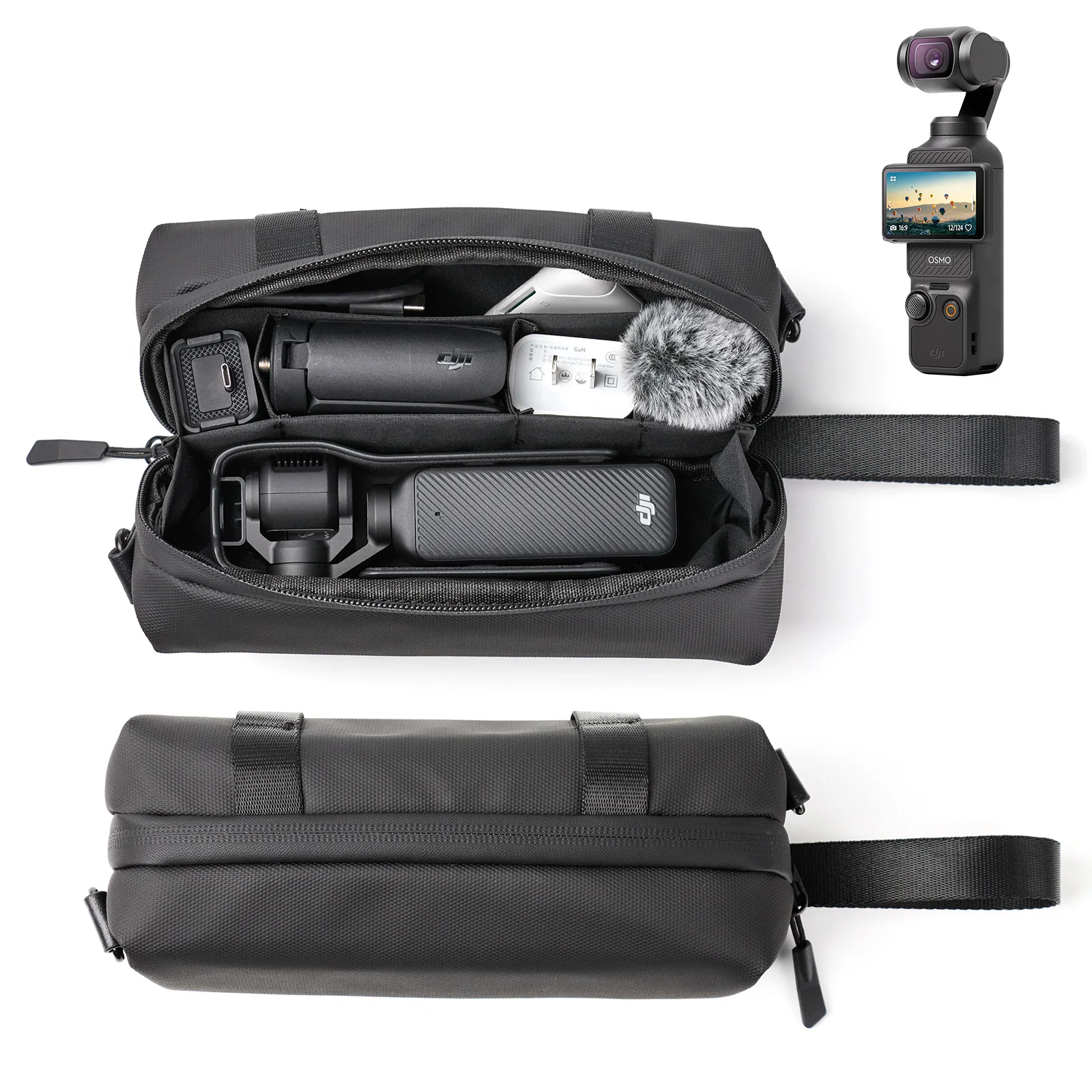 Portable Carrying Case for DJI Osmo Pocket 3/4 Multilayer Protective Storage Bag with Accessories Compartment
