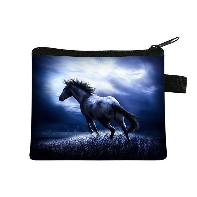 Cartoon Horse Manga Print Coin Purse Short Shell Wallet Women Key Card Bag Kids Change Purses Small Handbags For Women Billetera