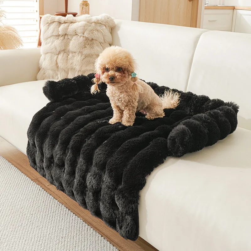Nieuwe nep konijnenbont grote hondenmat kattenbed huisdiermatras leuk luxe pluche huisdierbed geschikt voor kleine tot middelgrote honden en katten