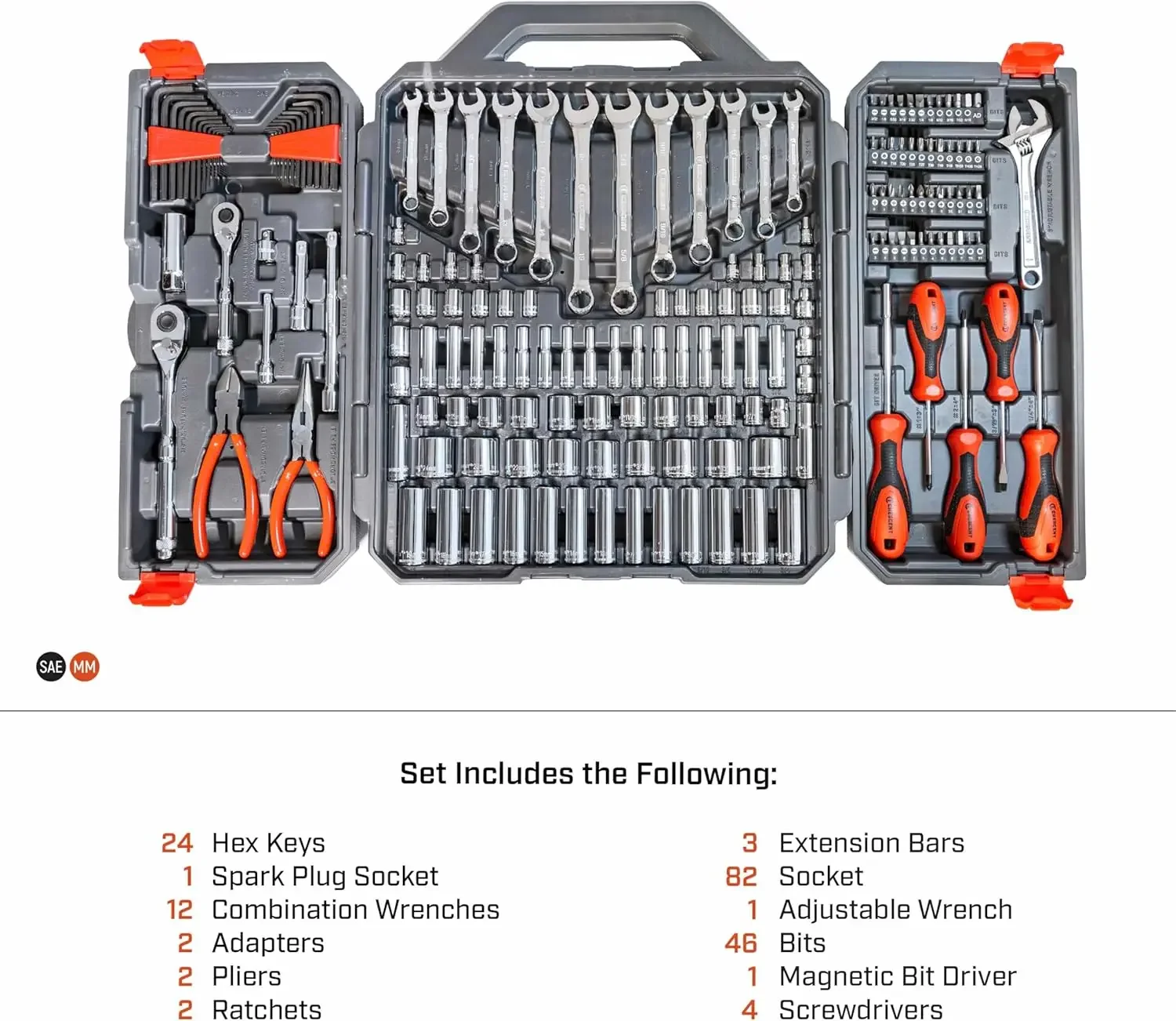 180 Piece Professional Tool Set in Tool Storage Case - CTK180