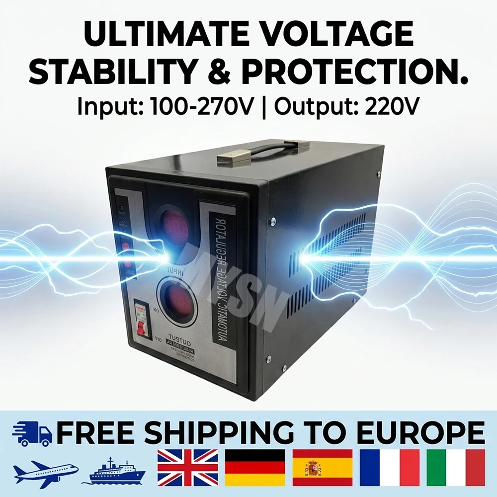 Homeuse 1000W 2000W 100V-260V Input Full Automatic AC Voltage Stabilizer High Power Household 220V 110V Output Voltage Regulator
