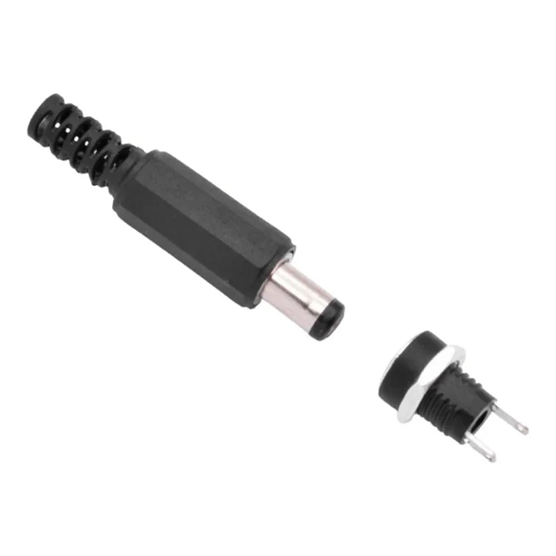 【CLEARANCE】15 Sets DC Power Connectors 5.5Mm Plugs Male And Female Jack Sockets Screw Nuts Panel Mount Adapters