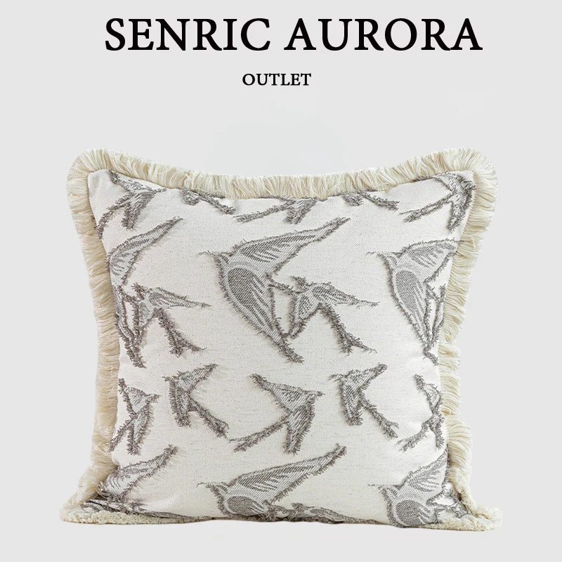 Design Luxury Cushion Cover 30x50 45x45cm Beige Swallow Pattern Pillowcase For Home Hotel Bed Living Room Sofa