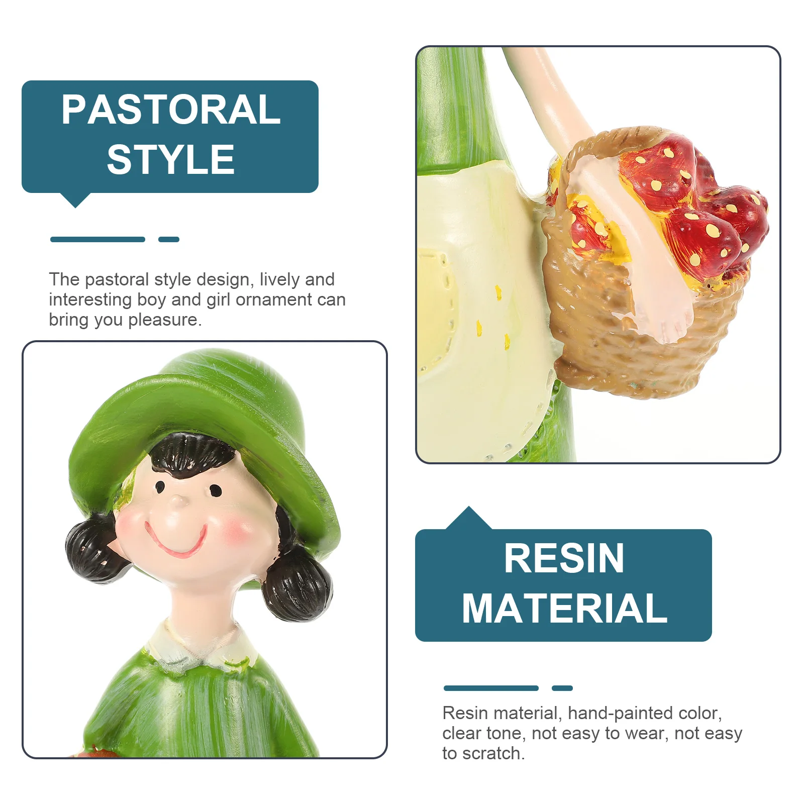 

1 Pair Resin Boy Girl Decorative Statue For Home Desktop Office Living Room Car Interior Decor Pastoral Style Gift