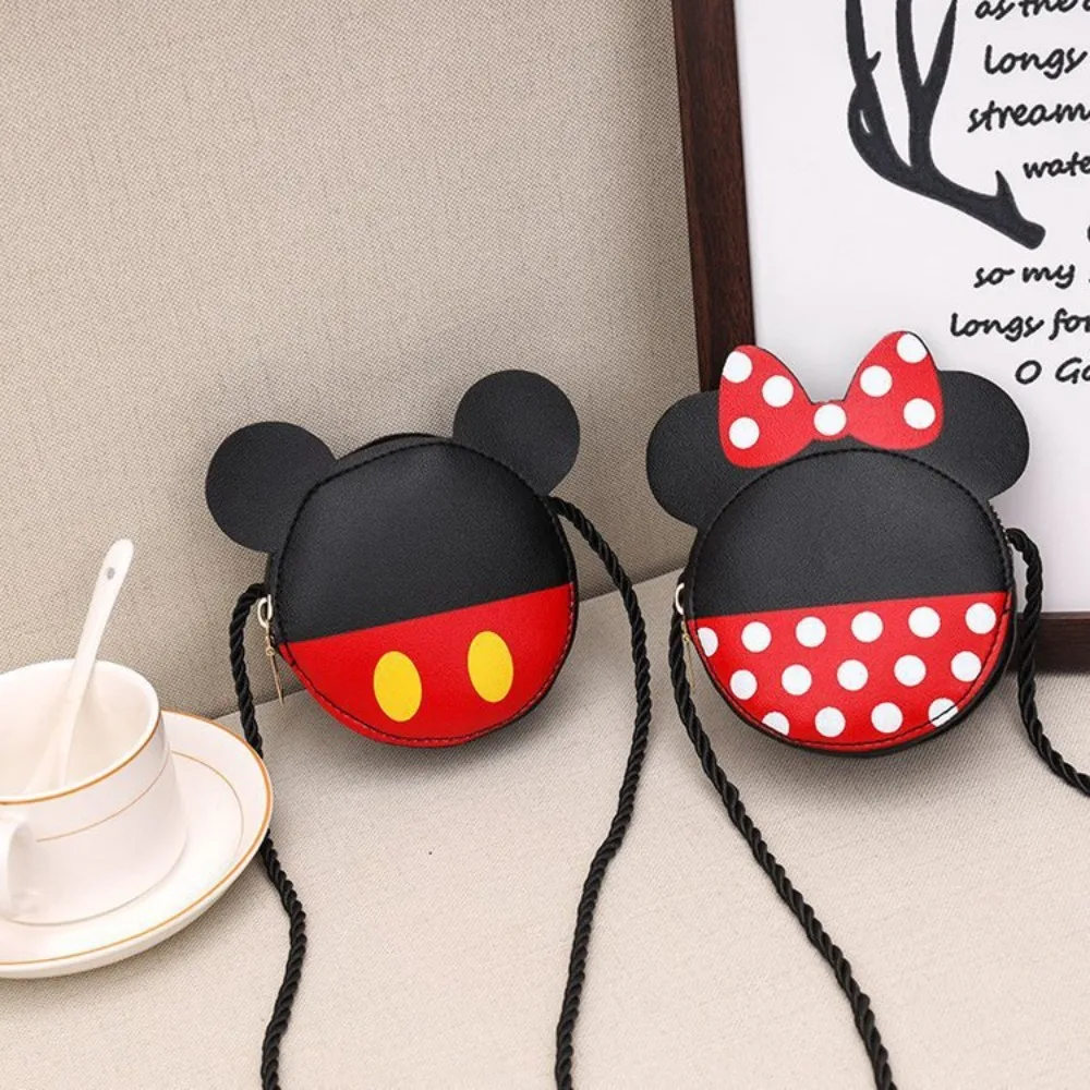 Miniso Mickey Mouse New Children's Change Contrast Color PU Mini Bag Fashion Foreign Style One Shoulder Oblique Span Bag Gift