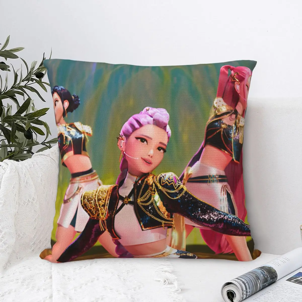 

KPop Demon Hunters Saja Boys Pillow Cover Square Pillow Case Cushion Cover Trendy Graphic Pillowcases For Living Room Chair