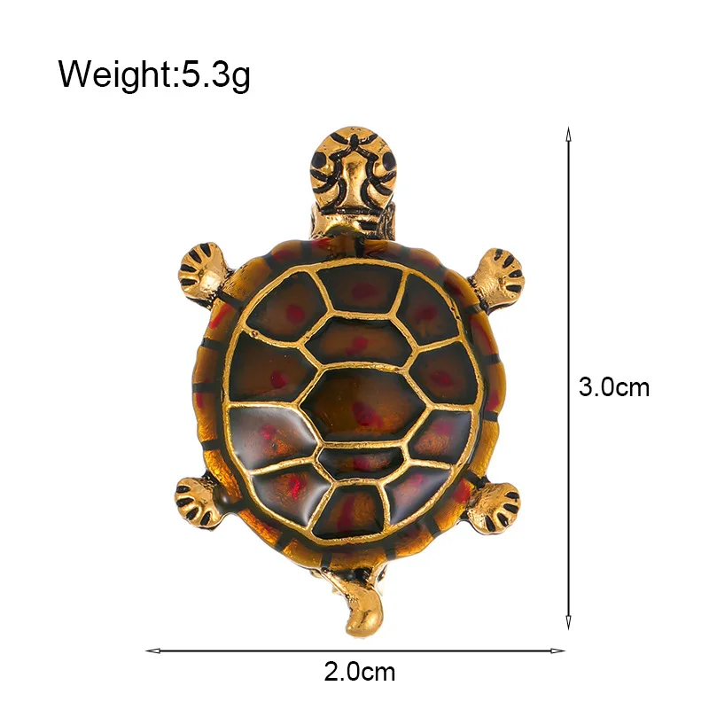 Fashion new oil painting small turtle brooch simple retro animal crawling turtle pin men and women clothing jewelry gifts