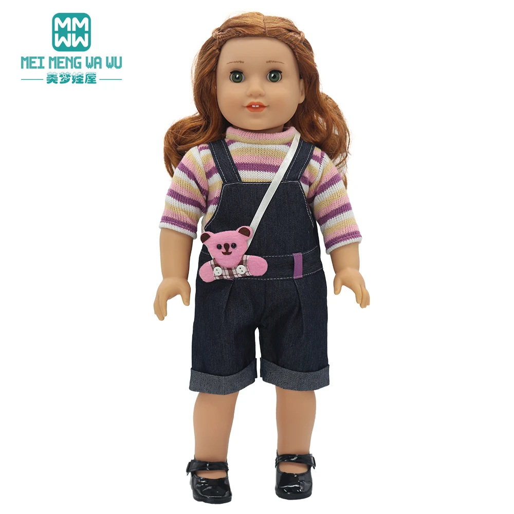 Clothes for Doll Fit 45 cm American Doll Accessories Fashion Denim Shorts Woolen Coat Jacket Dress Gift