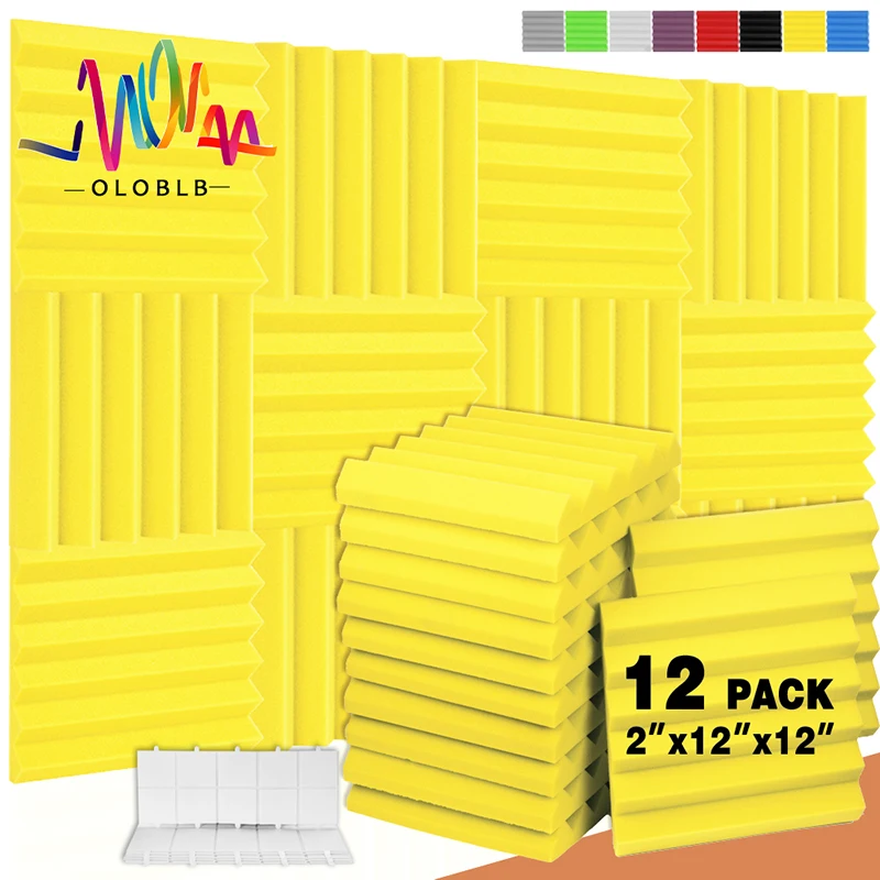 

Acoustic Foam Sound Proof Wall Panel, Sound-Absorbing Panels, Home Soundproof, Ceiling Door, High Density, Studio, 12 Pcs