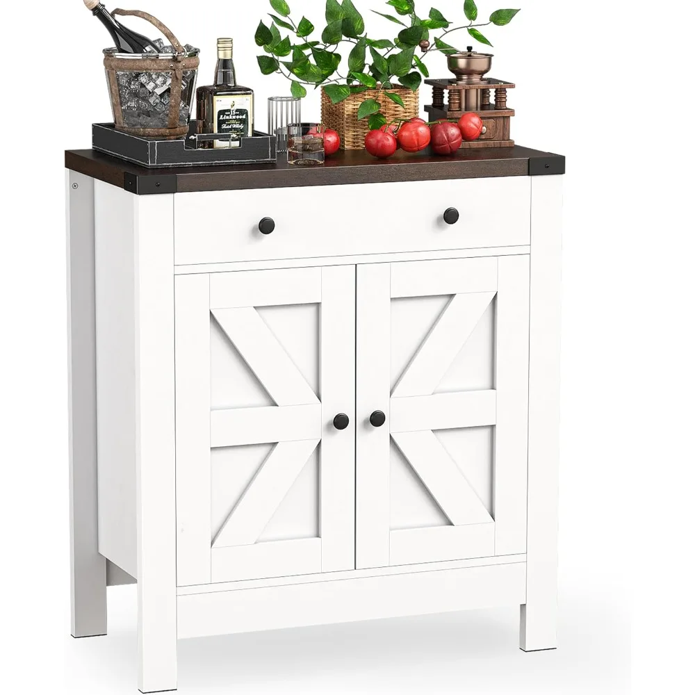 

Coffee Bar Cabinet, Farmhouse Sideboard Buffet Cabinet with Storage, White Kitchen Storage Cabinets with Large Drawer