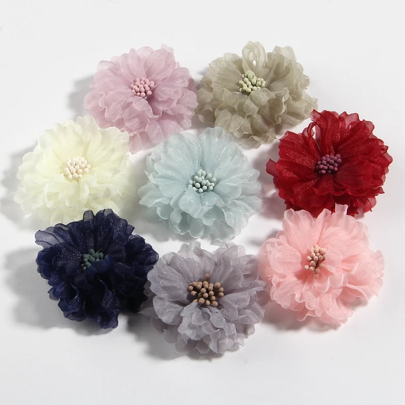 

120PCS 5CM 2" Fashion Girls kids Hair Flowers Blossom With Matches For Decoration Wedding Bouquet Fabric Flower For Headbands