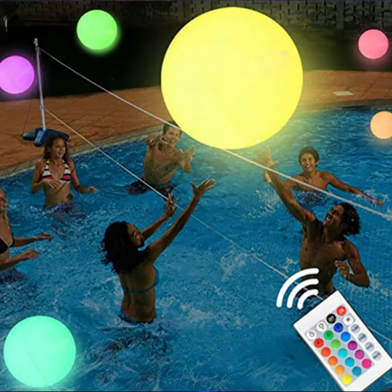 LED Beach Ball With Remote Control 16 Colors Lights Outdoor Pool Beach Party Games For Kids Adults, Pool Decorations