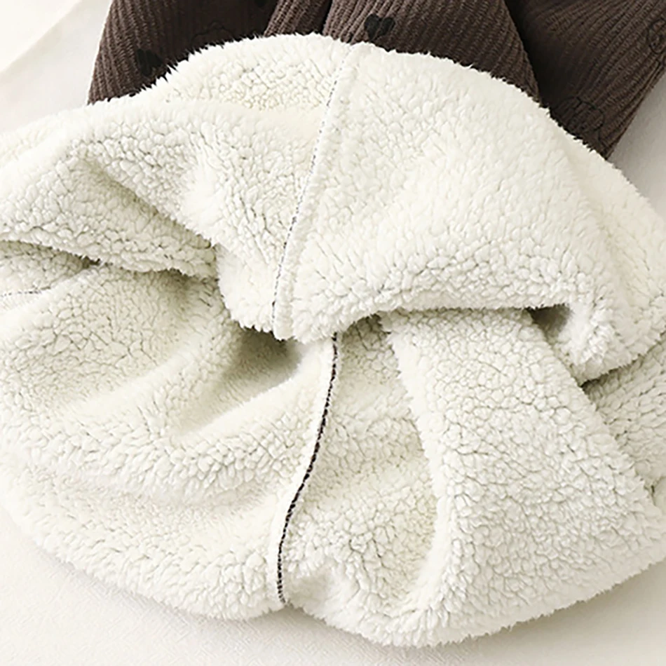 Autunno Inverno Bambini Cartoon Pantaloni Casual Bambino Foderato in Pile Pantaloni Ragazzo Primavera Caldo Britches Bambino Spessore Haren Pant Vestiti per Ragazze