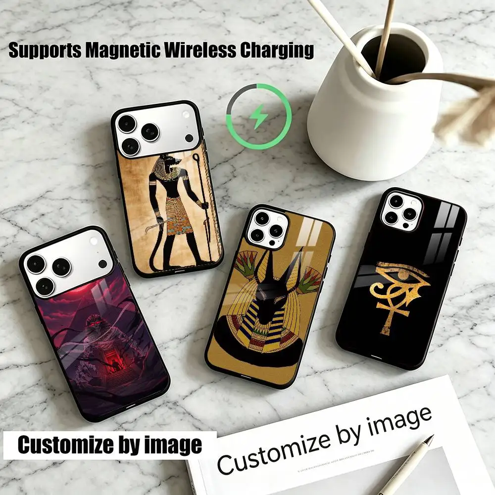Ancient Egyptian Anubis L-Ls Phone Case For iPhone18,17,16,15,14,13Plus,Pro Allows magnetic wireless charging